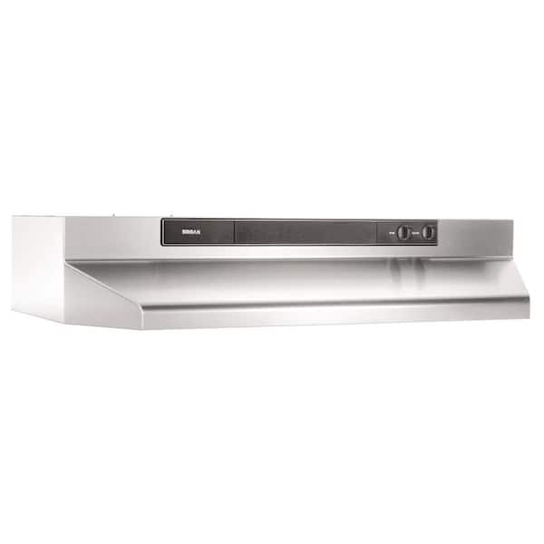 Broan-NuTone 46000 Series 24 in. 260 Max Blower CFM Covertible Under-Cabinet Range Hood with Light in Stainless Steel