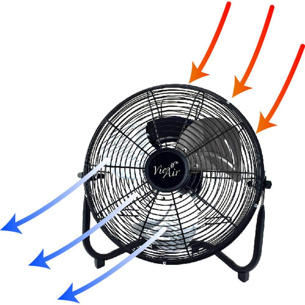 12-Inch Black Metal Three-Speed Floor Drum Fan