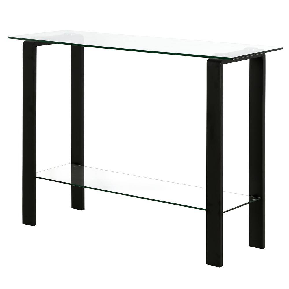 Sleek Metallic 42" Blackened Bronze Glass Console with Storage
