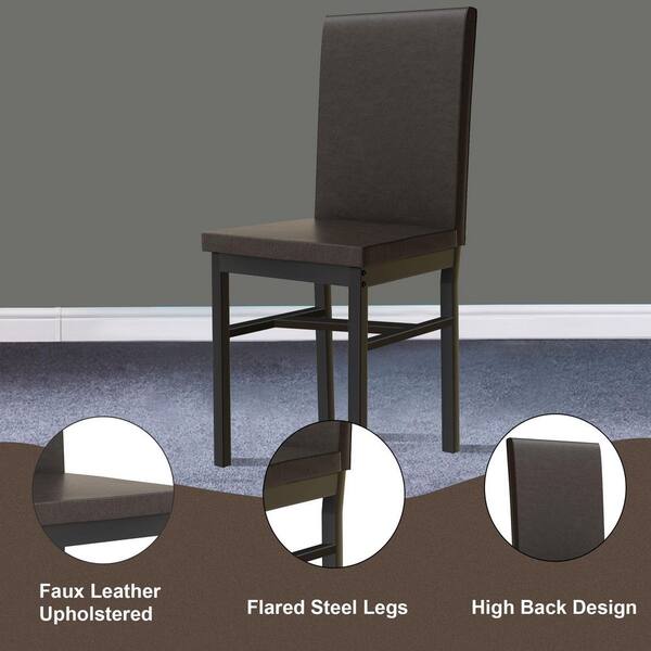 mieres 5-Piece Rectangle Faux Marble Top White Espresso Modern  