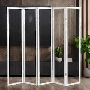 6 ft. Tall Clear Plastic Partition White 5 Panel