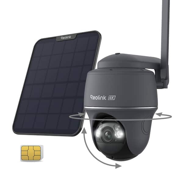 Go Series G440 4K 8MP Solar Outdoor Wireless 4G LTE Callular Pan Tilt Security Camera with SIM Card, Grey