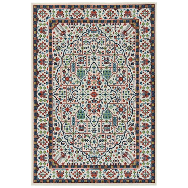 Kaleen Sunice Ivory 2 ft. 5 in. x 3 ft. 9 in. Rectangle Residential Indoor/Outdoor Area Rug