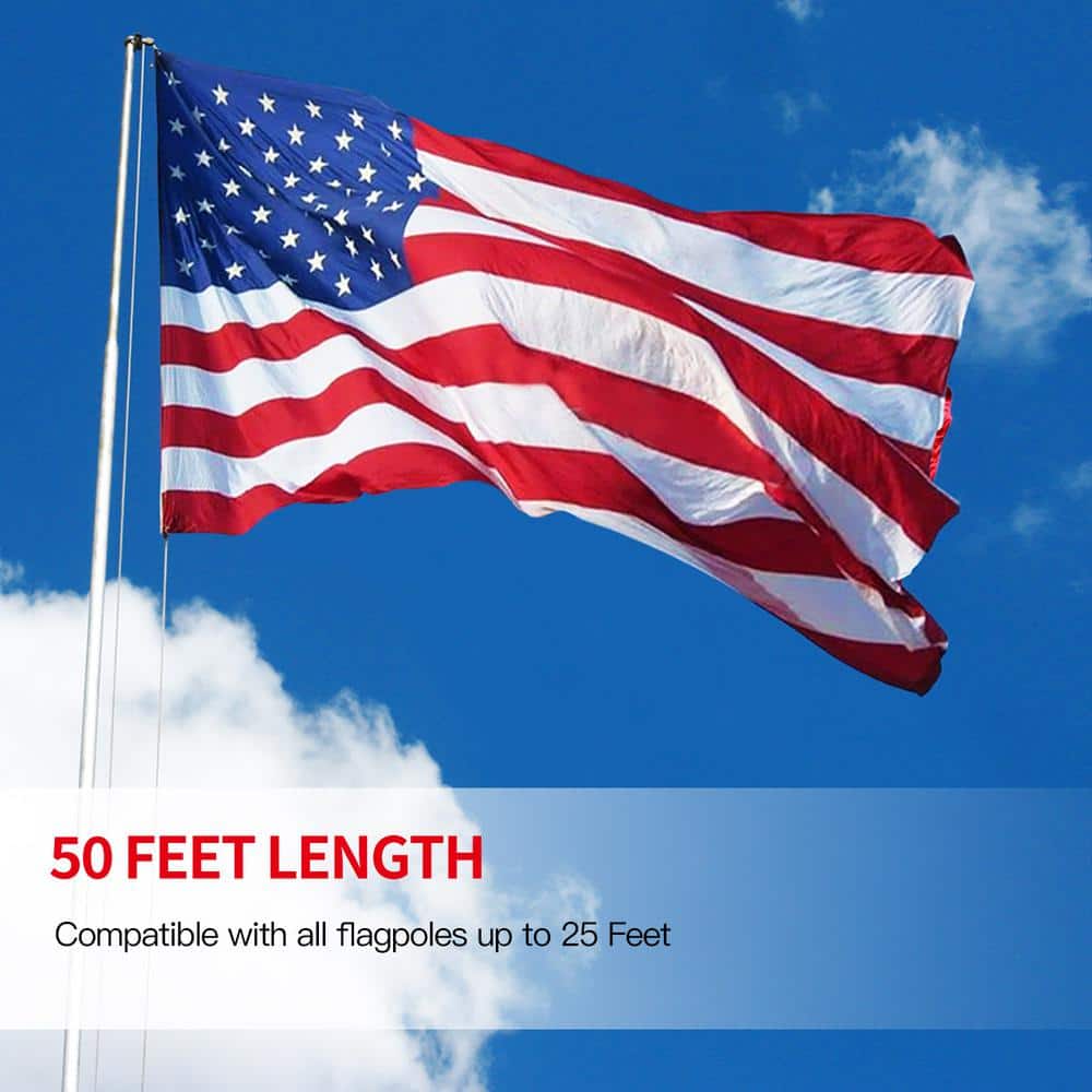 Anley 50 Foot White Nylon Clothesline Rope for Camping and Hiking
