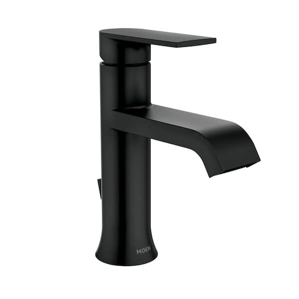 Genta Single Handle Single Hole Bathroom Faucet with Drain Kit Included in Matte Black