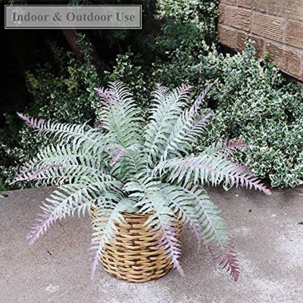Larksilk 20in. All Weather Dusty Boston Fern, 15 Fronds, 22 in. Wide, Artificial Greenery Bush, Floral Home by Artificial Flowers