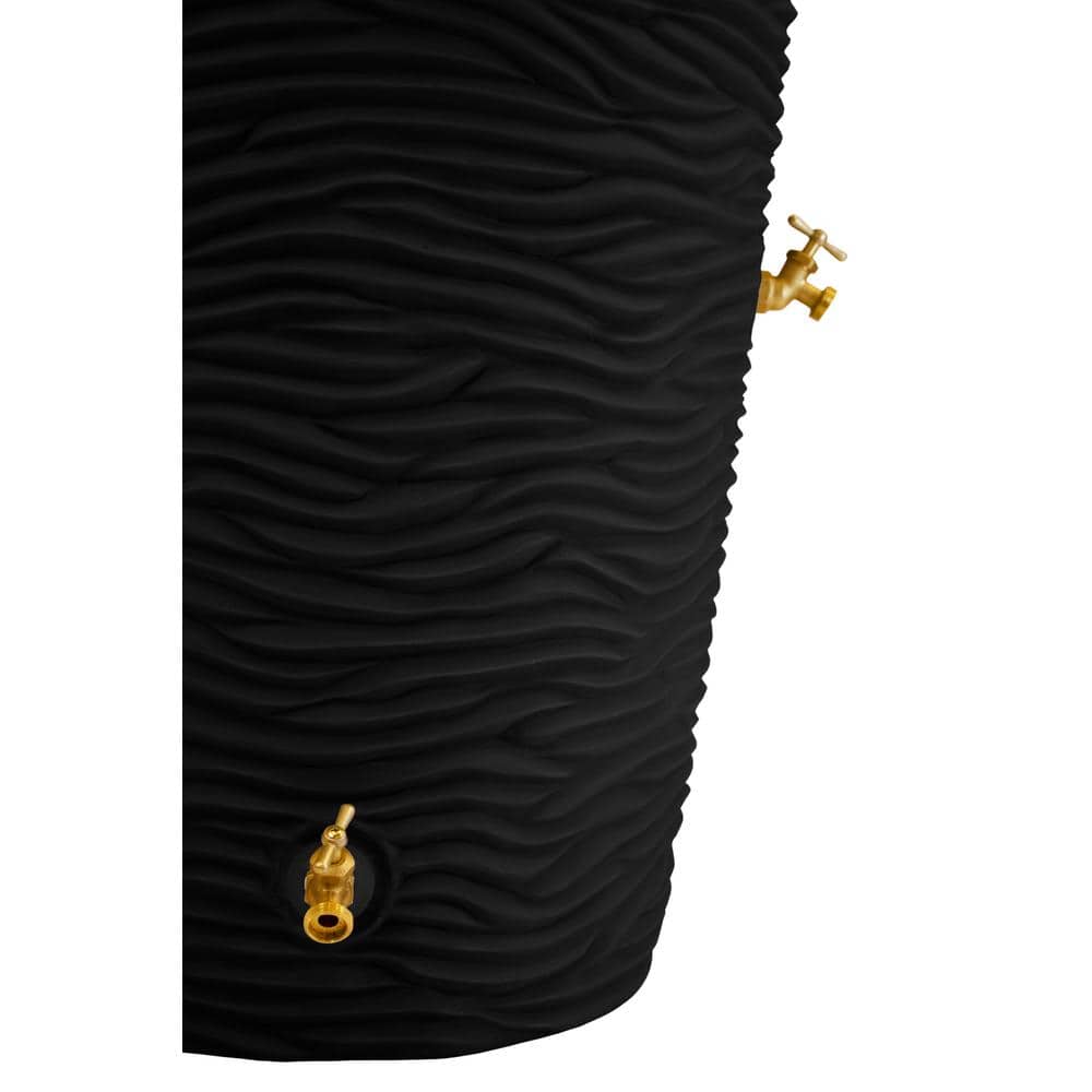 Black 50 Gallon Palm Textured Rain Barrel with Planter Top