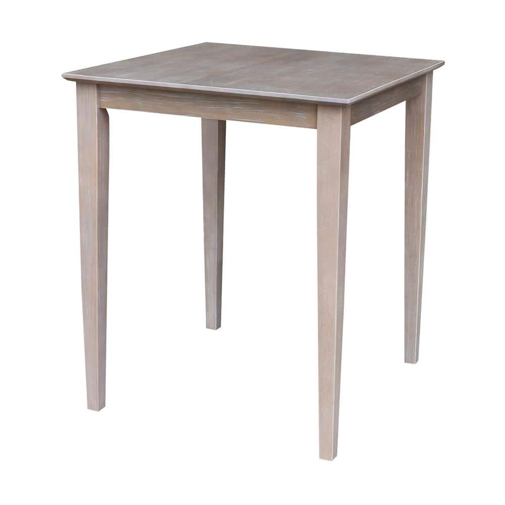 Elegant Washed Gray Taupe 32" Solid Wood Counter Height Dining Table