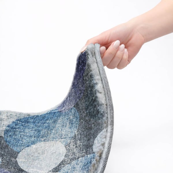 Dream Shag Premium Machine Washable Abstract ADS556 Blue 2 ft. x 7 ft. Runner Rug