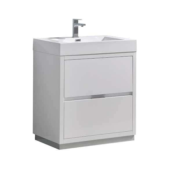 Fresca Valencia 30 in. W Bathroom Vanity in Glossy White with Acrylic Vanity Top in White