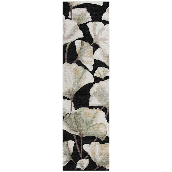 Chantille Machine Washable Indoor/Outdoor Abstract ACN2405 Black 2 ft. x 7 ft. Runner Rug