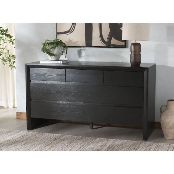 Darnell Black 7 Drawer 58 in. Wide Dresser