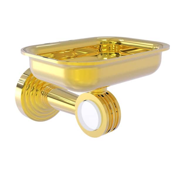 Allied Brass Pacific Beach Wall Mounted Soap Dish Holder with Dotted Accents in Polished Brass