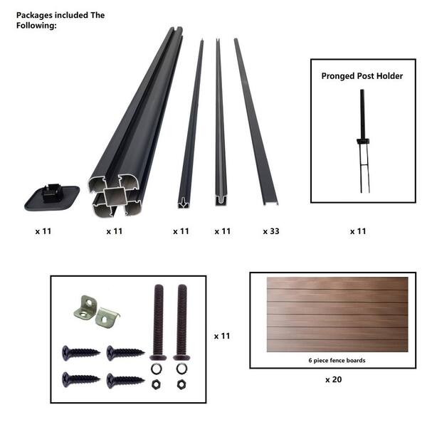 LH EP Complete Kit 6 ft. x 6 ft. Mocha WPC Composite Fence Panel w/Pronged Holders and Post Kits (5 set)