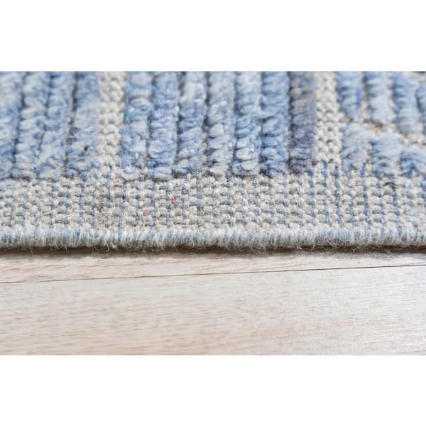 Blue Hand-Knotted Wool Contemporary Marrakech Handspun Area Rug : Stylish and Elegant Rug for Living, Area Rug