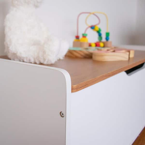 wooden toy box with soft close lid