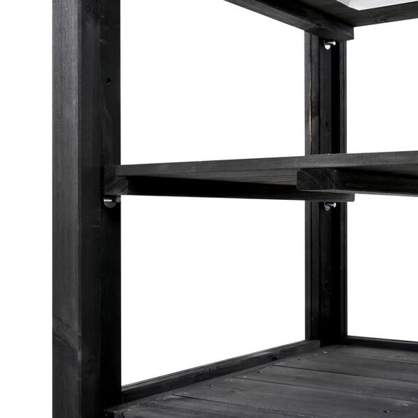 18 in. W x 19.7 in. D Wood Black Portable Cold Frame, Garden