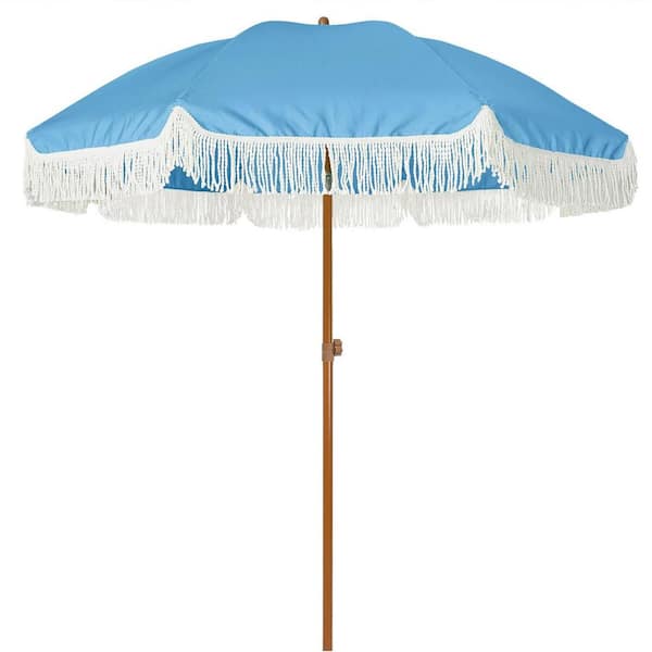 7ft tilting patio umbrella Unbranded 7 ft. Steel Tilt Patio Umbrella in Blue L0DKJT21TR