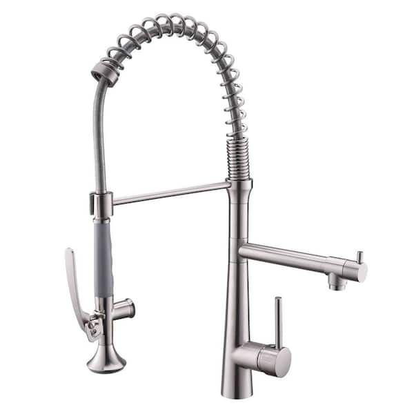 AIMADI Single Handle Pull Down Sprayer Kitchen Faucet with Advanced Spray Spring 1 Hole Kitchen Sink Faucets in Brushed Nickel