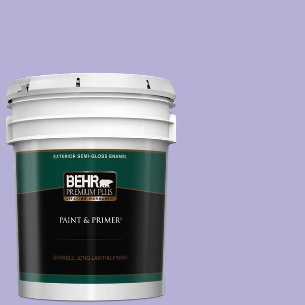 BEHR PREMIUM PLUS 5 gal. #630B-4 Freesia Purple Semi-Gloss Enamel Exterior Paint & Primer