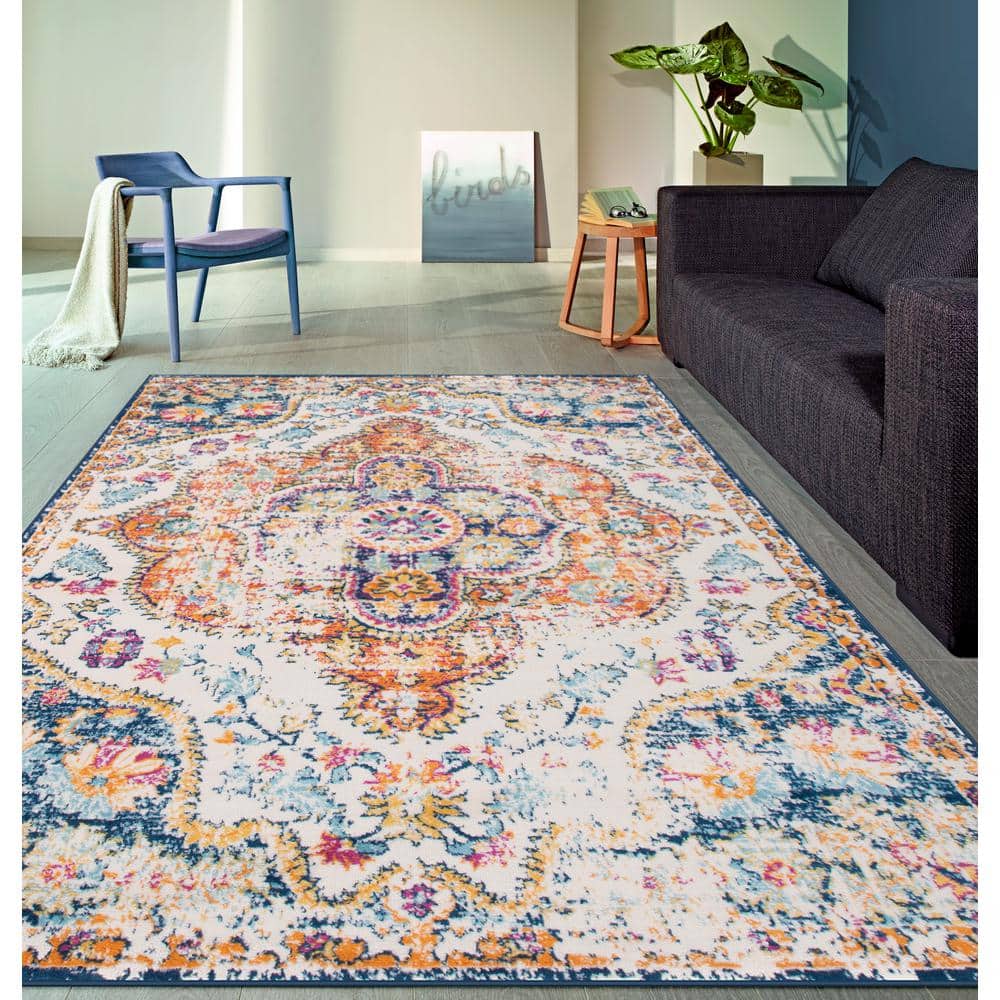 Rectangular 5' x 7' Multicolor Synthetic Bohemian Area Rug