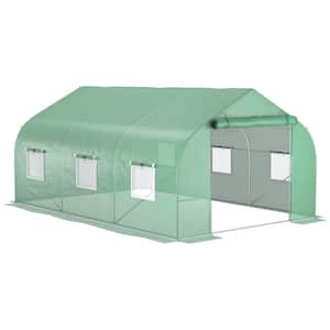 137.75 in. W x 118 in. D x 78.75 in. H Galvanized Steel Green Walk-In Greenhouse-Create Your Personal Plant Nursery
