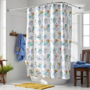 Company Cotton Bicycle Ride Cotton Percale 72 in. Multi-Colored Shower Curtain