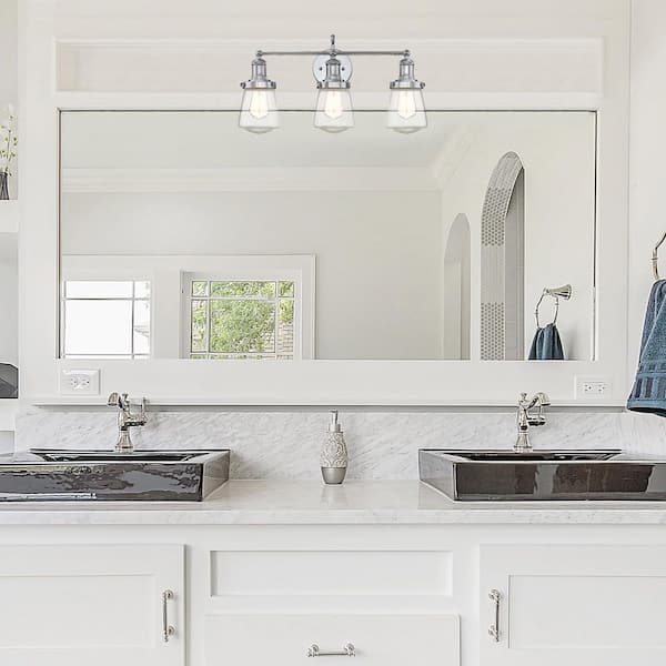 Designers Fountain - Taylor 22.75 in. 3-Light Chrome Industrial Vanity Light with Clear Glass Shades