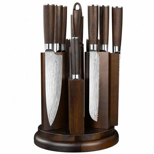 14-Piece High Carbon Stainless Steel Kitchen Knife Set with Magnetic Block Sharpener, and Rotatable Holder, Ultra Sharp