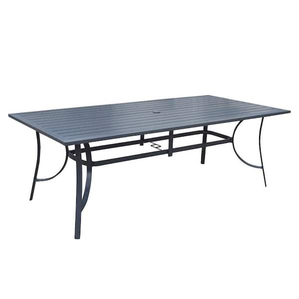 Courtyard Casual Santa Fe 72 in. x 42 in. Rectangle Aluminum Dining Table with Slat Top