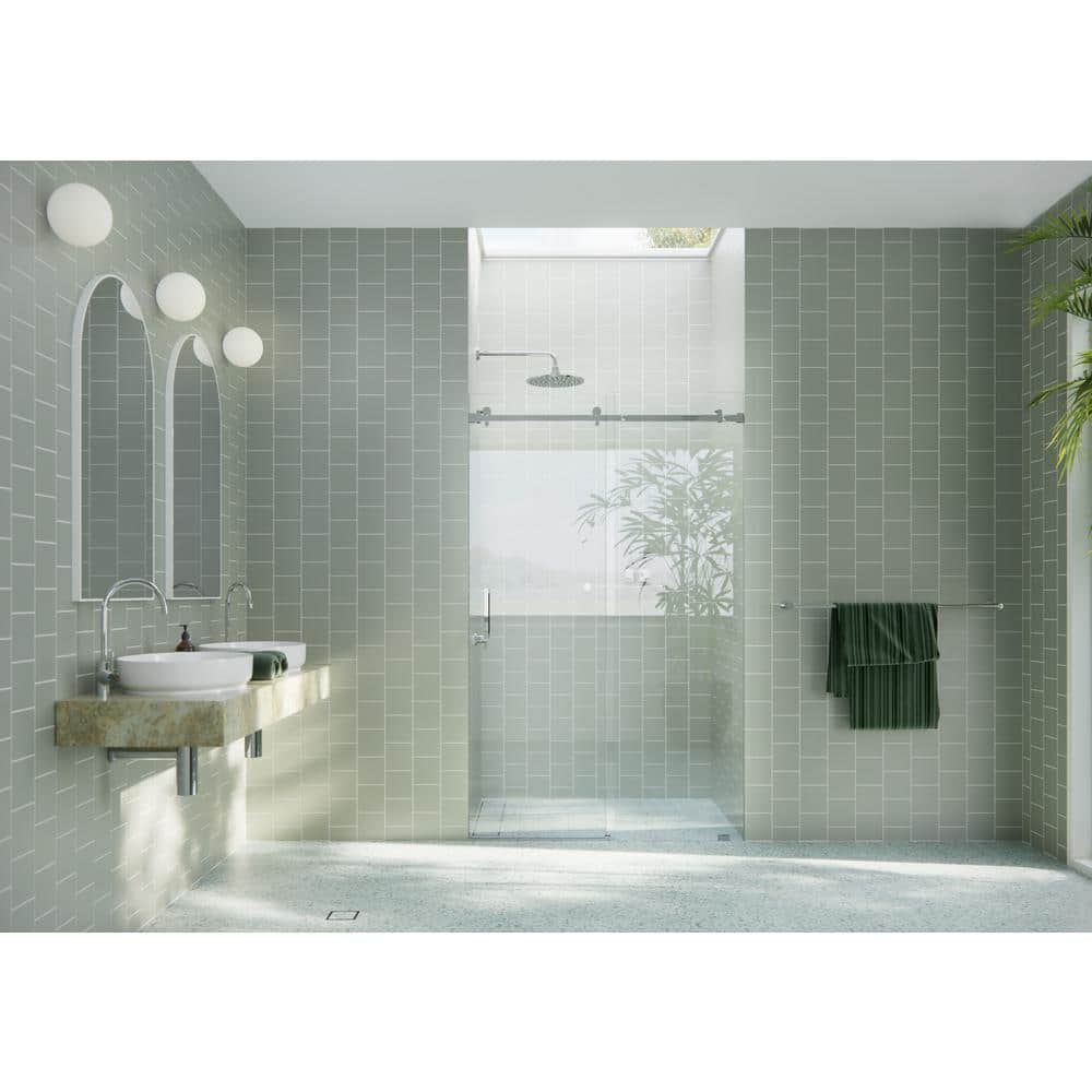 Astro 52" x 78" Frameless Glass Sliding Shower Door in Chrome