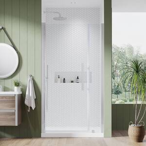 Pasadena 40 in. L x 32 in. W x 72 in. H Alcove Shower Kit with Pivot Frameless Shower Door in CHR and Shower Pan