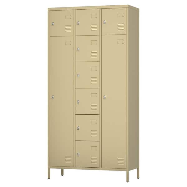 Kaikeeqli Steel Locker, Metal Composite Cabinets With Hooks in Beige for Schools, Offices, Gyms, Garages