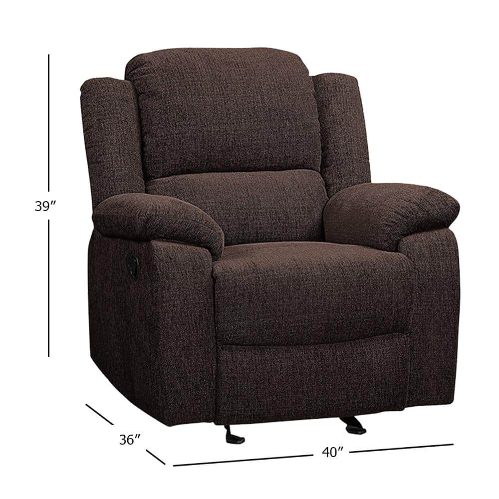 Brown Velvet Recliner with Wood Frame