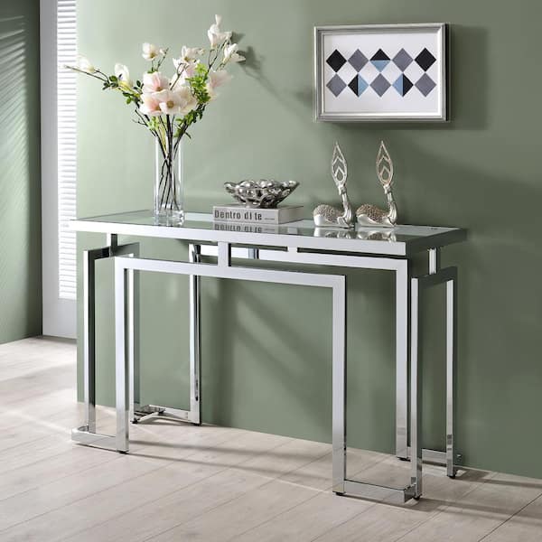 Wonderful chrome and glass sofa table Furniture Of America Towson 52 In Chrome Plating Rectangular Glass Top Console Table Idf 4531s The Home Depot