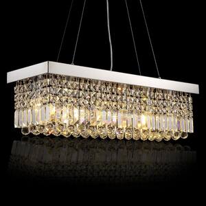 32 in. 6-Light Chrome Crystal Chandelier Modern Kitchen Island Rectangle Dining Table Pendant Lighting Fixtures