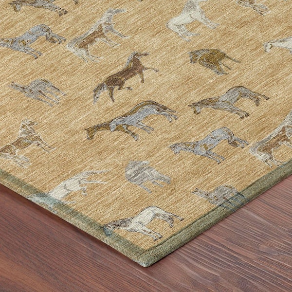 Chantille Machine Washable Indoor/Outdoor Abstract ACN2521 Gold 2 ft. x 3 ft. Accent Rug