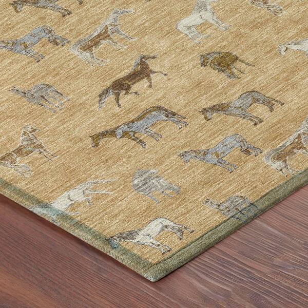 Chantille Machine Washable Indoor/Outdoor Abstract ACN2521 Gold 3 ft. x 5 ft. Area Rug