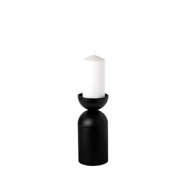Mercana Alex Small Black Metal Cylindrical Table Candle Sconces Holder