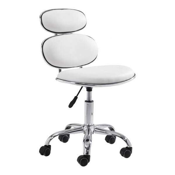 HomeRoots Julia White Upholstery Office Chair with Armless Arms