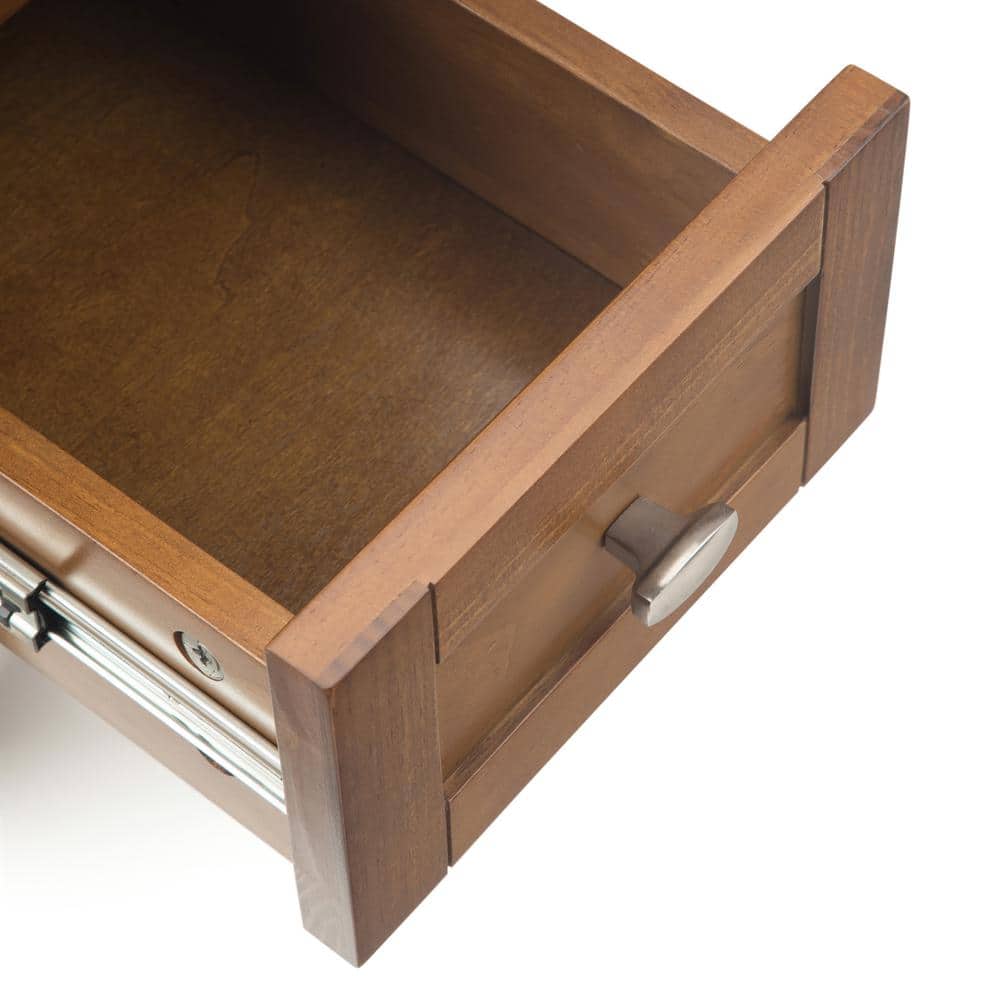 Warm Shaker Handcrafted Pine Side Table with Storage - Light Golden Brown
