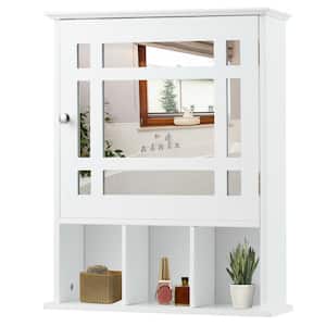 6 in. D x 24 in. H x 20 in. W White Wall-Mounted Bathroom Storage Wall Cabinet Mirror with Adjustable Shelf