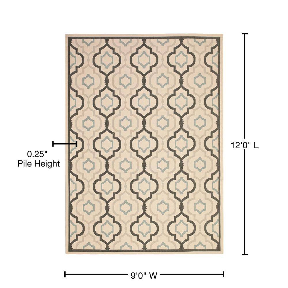 Easy-Care Gray Synthetic 9' x 12' Reversible Area Rug