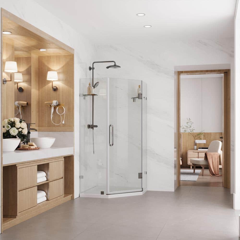 34'' Clear Tempered Glass Frameless Neo-Angle Shower Enclosure