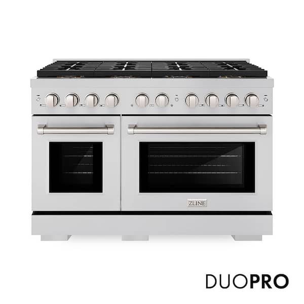 48 in. 6.7 cu. ft. Paramount Gas Range with 8-Burner DuoPro Cooktop and Dual Ovens in Stainless Steel