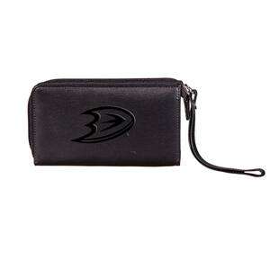 Black Hybrid Leather Cell Phone Wristlet Wallet, Anaheim Ducks