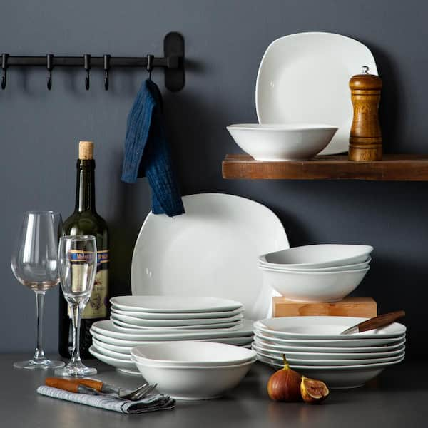 MALACASA 6-Piece White Porcelain Dinnerware in the Dinnerware