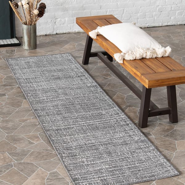 Wicker Weave Gray 2 ft. x 7 ft. Indoor/Outdoor Runner Area Rug