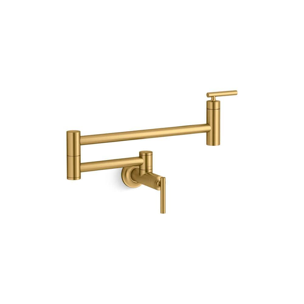 KOHLER Wall Mount Pot Filler in Vibrant Brushed Moderne Brass 357452MB The Home Depot