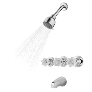 Bedford Triple Handle 3-Spray Tub and Shower Faucet 1.8 GPM in Polished Chrome (Valve Included)